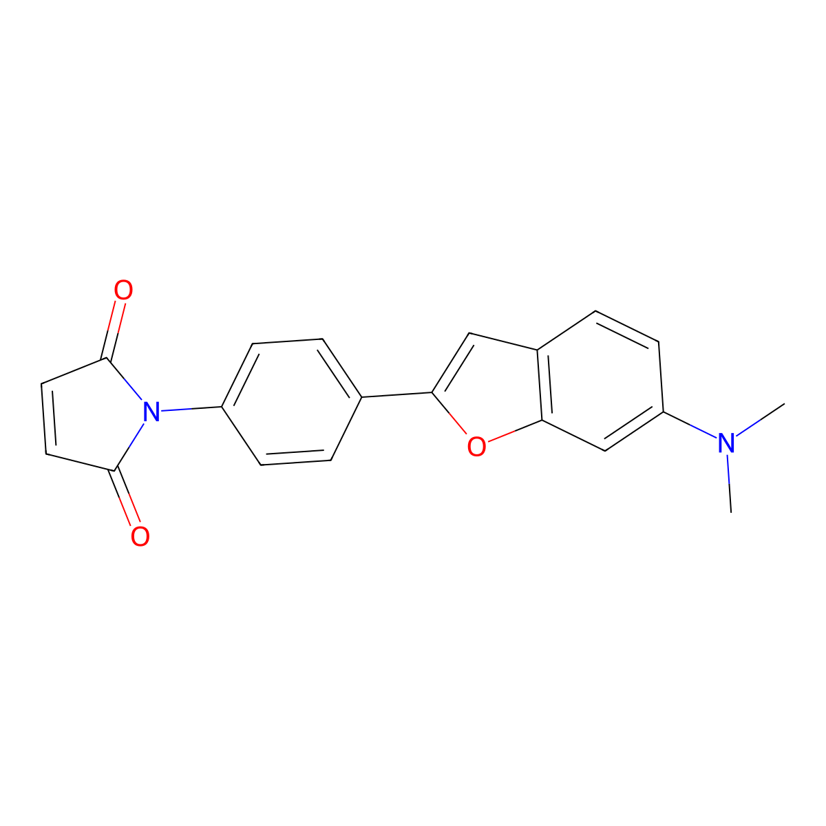 N-(4-(2-(6-Dimethylamino)benzofuranyl)phenyl)maleimide molecular structure, CAS 101046-20-2