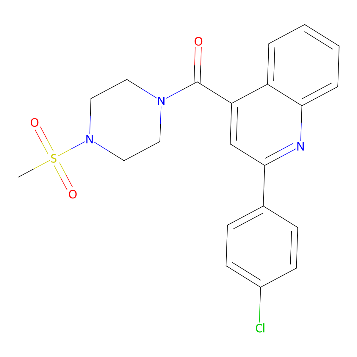 [2-(4-Chlorophenyl)-4-quinolyl][4-(methylsulfonyl)piperazino]methanone molecular structure, CAS 1010489-48-1