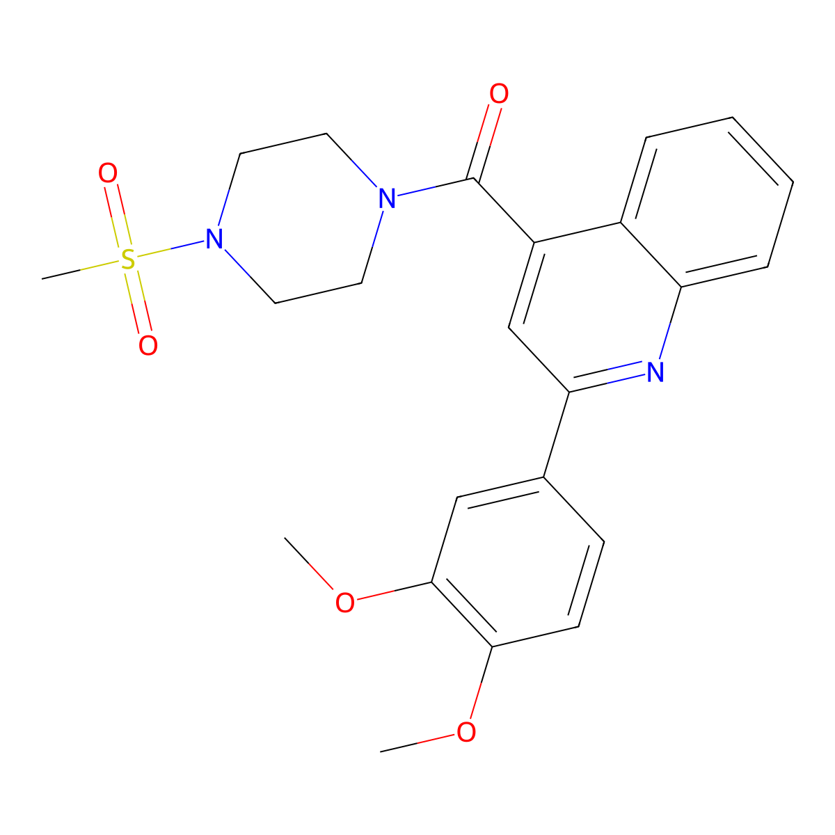[2-(3,4-Dimethoxyphenyl)-4-quinolyl][4-(methylsulfonyl)piperazino]methanone molecular structure, CAS 1010489-54-9