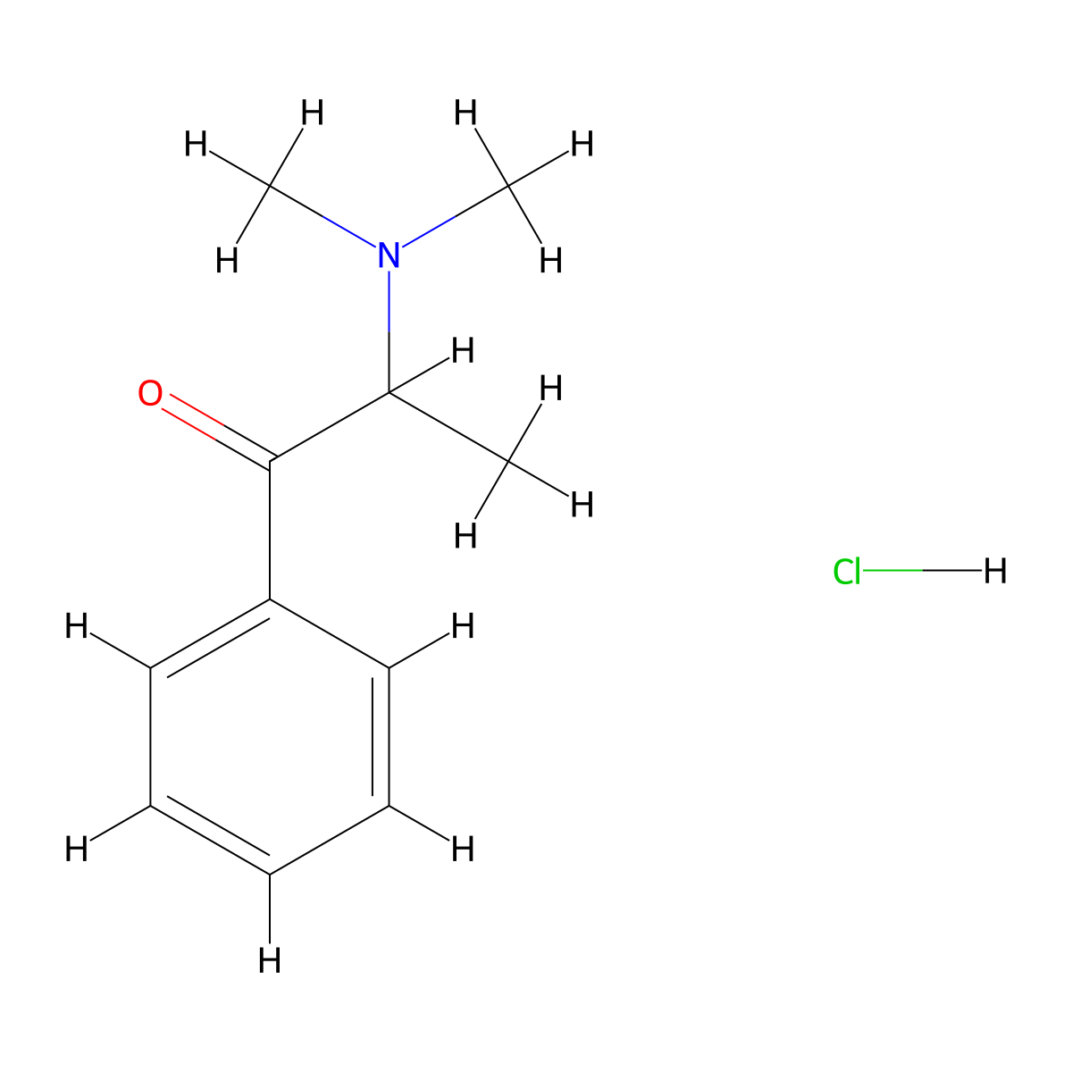 Metamfepramone hydrochloride molecular structure, CAS 10105-90-5