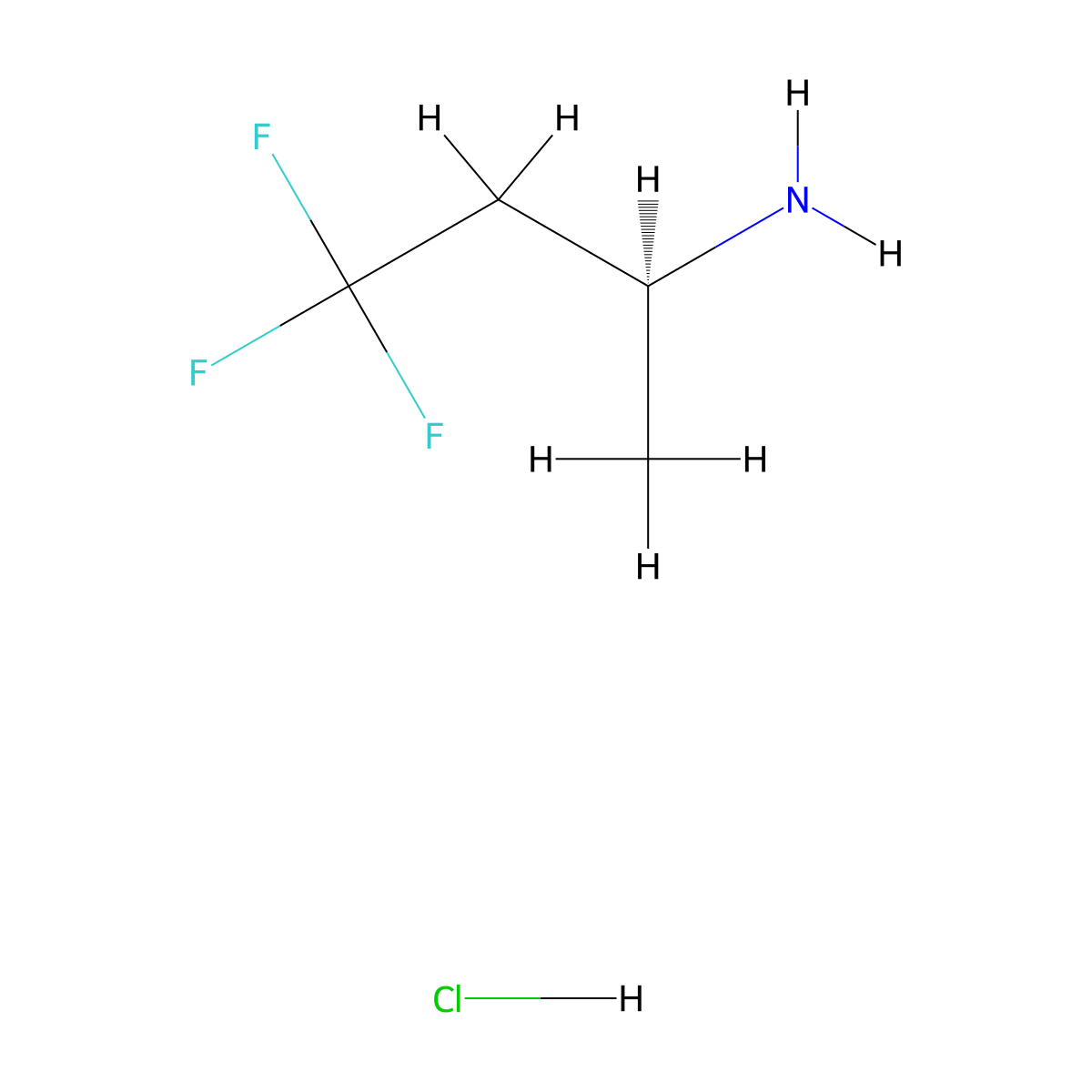 (2S)-4,4,4-trifluorobutan-2-amine hydrochloride molecular structure, CAS 101055-00-9