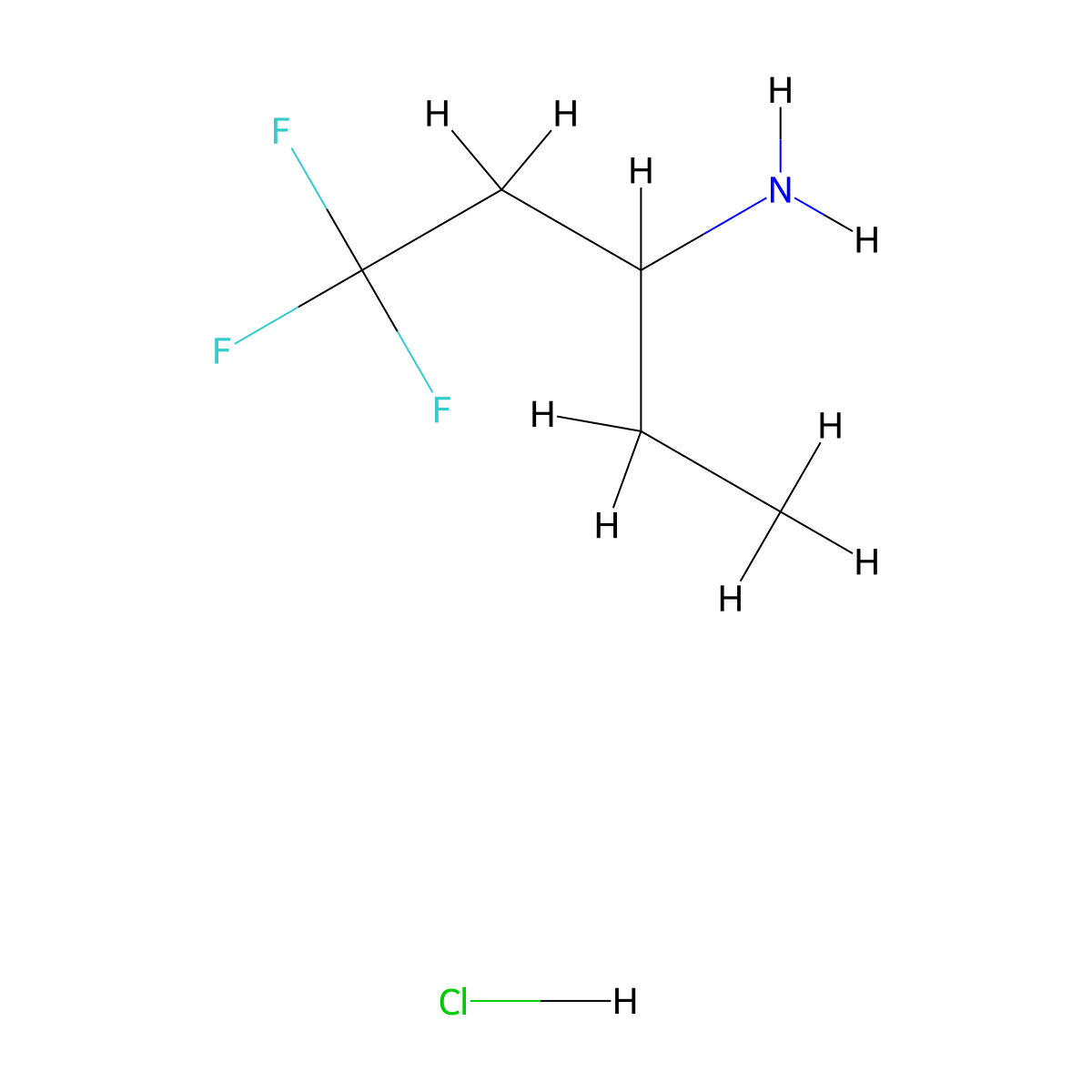 1,1,1-Trifluoropentan-3-amine hydrochloride molecular structure, CAS 101055-07-6