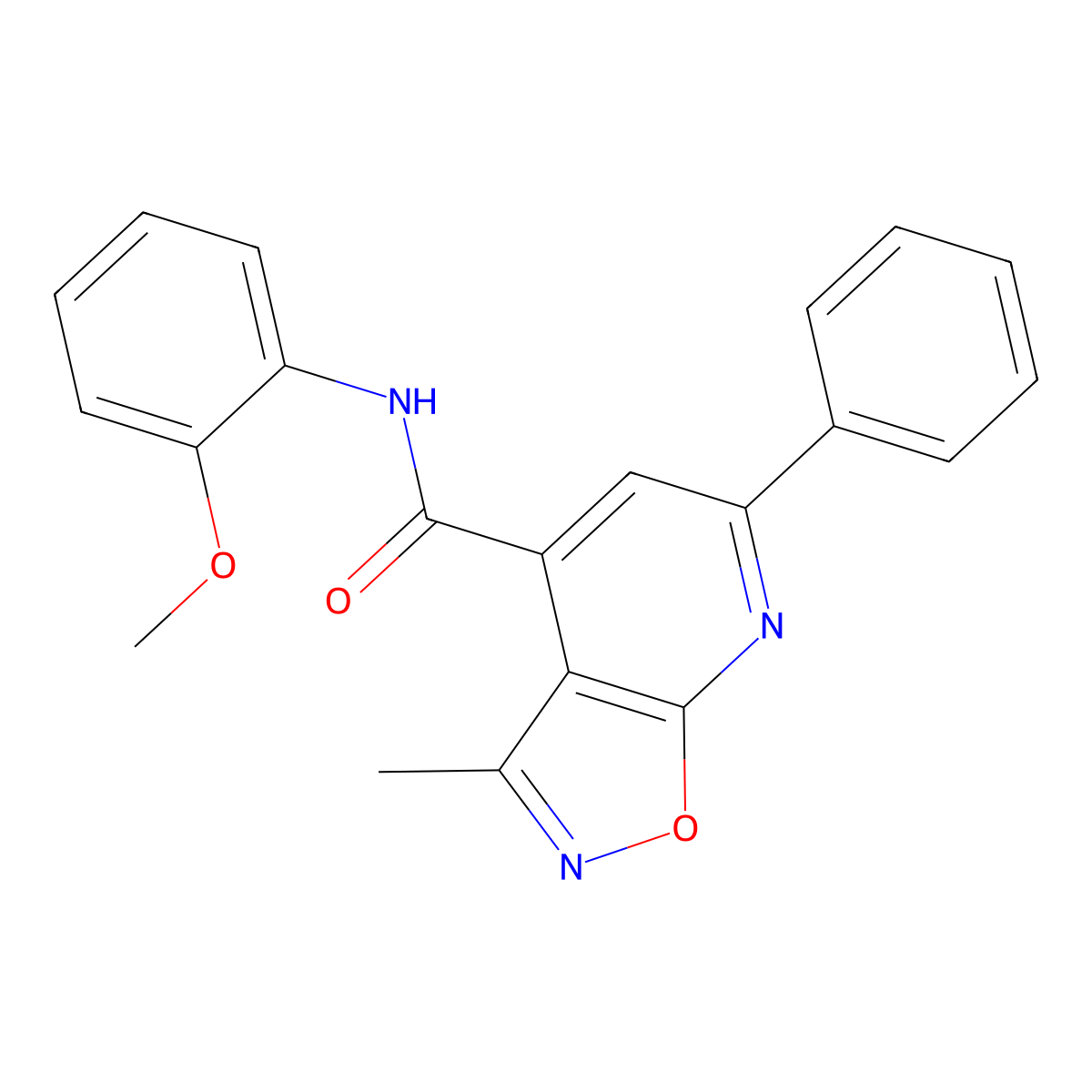 N-(2-methoxyphenyl)-3-methyl-6-phenyl[1,2]oxazolo[5,4-b]pyridine-4-carboxamide molecular structure, CAS 1010593-28-8