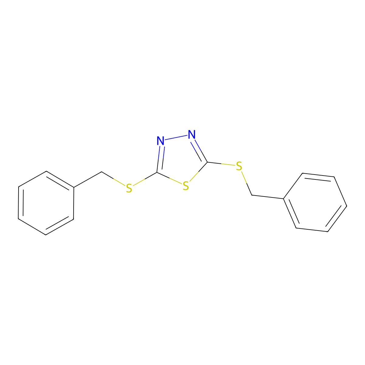 2,5-Bis(benzylsulfanyl)-1,3,4-thiadiazole molecular structure, CAS 10106-21-5