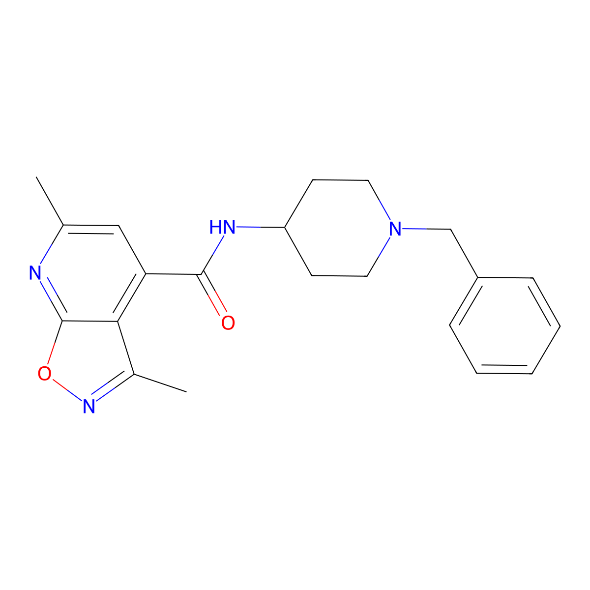 N-(1-benzyl-4-piperidinyl)-3,6-dimethylisoxazolo[5,4-b]pyridine-4-carboxamide molecular structure, CAS 1010658-32-8