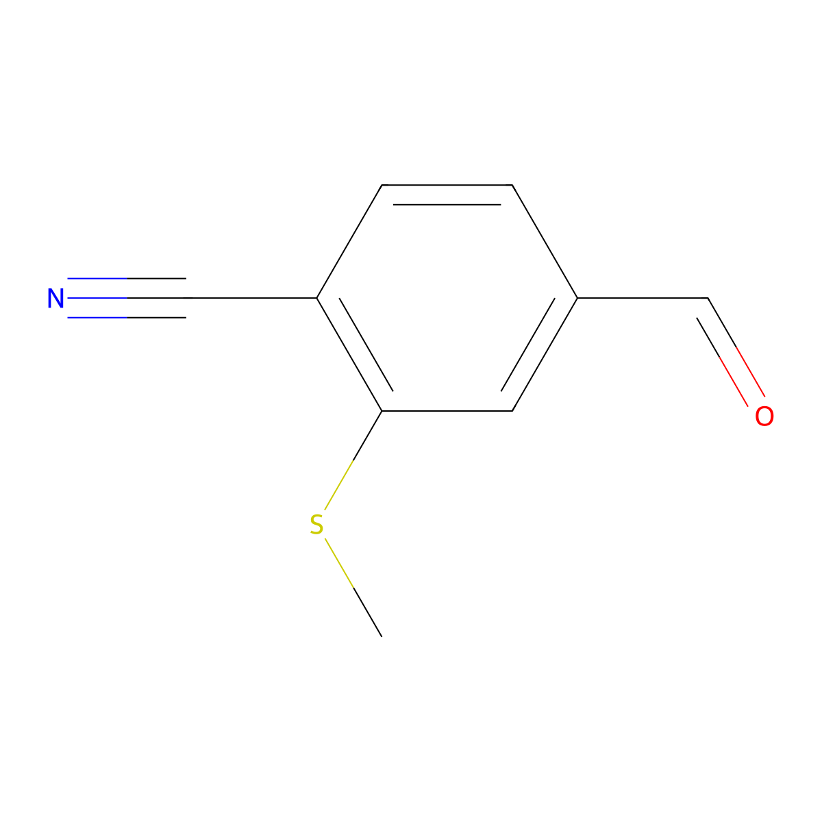 4-Formyl-2-(methylthio)benzonitrile molecular structure, CAS 101066-59-5
