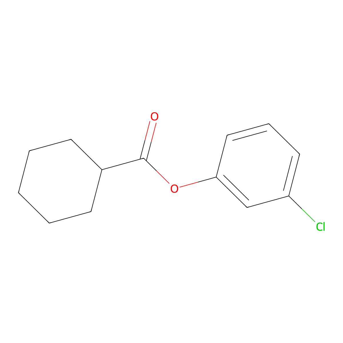 Cyclohexanecarboxylic acid, 3-chlorophenyl ester molecular structure, CAS 101068-40-0