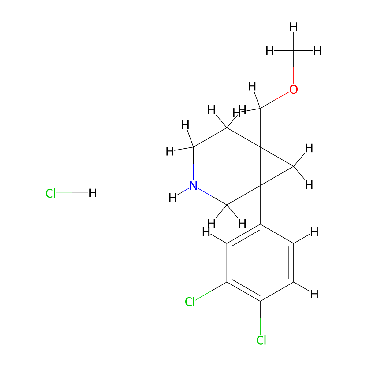 1-(3,4-Dichlorophenyl)-6-(methoxymethyl)-3-azabicyclo[4.1.0]heptane hydrochloride molecular structure, CAS 1010685-04-7