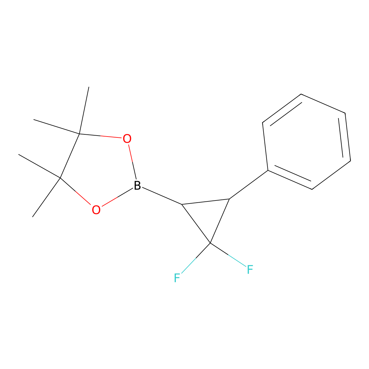 rac-2-[(1R,3S)-2,2-difluoro-3-phenylcyclopropyl]-4,4,5,5-tetramethyl-1,3,2-dioxaborolane molecular structure, CAS 1010689-67-4