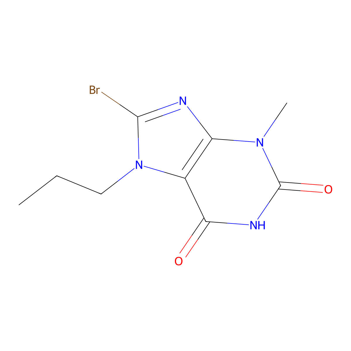 8-bromo-3-methyl-7-propyl-1H-purine-2,6(3H,7H)-dione molecular structure, CAS 101071-97-0