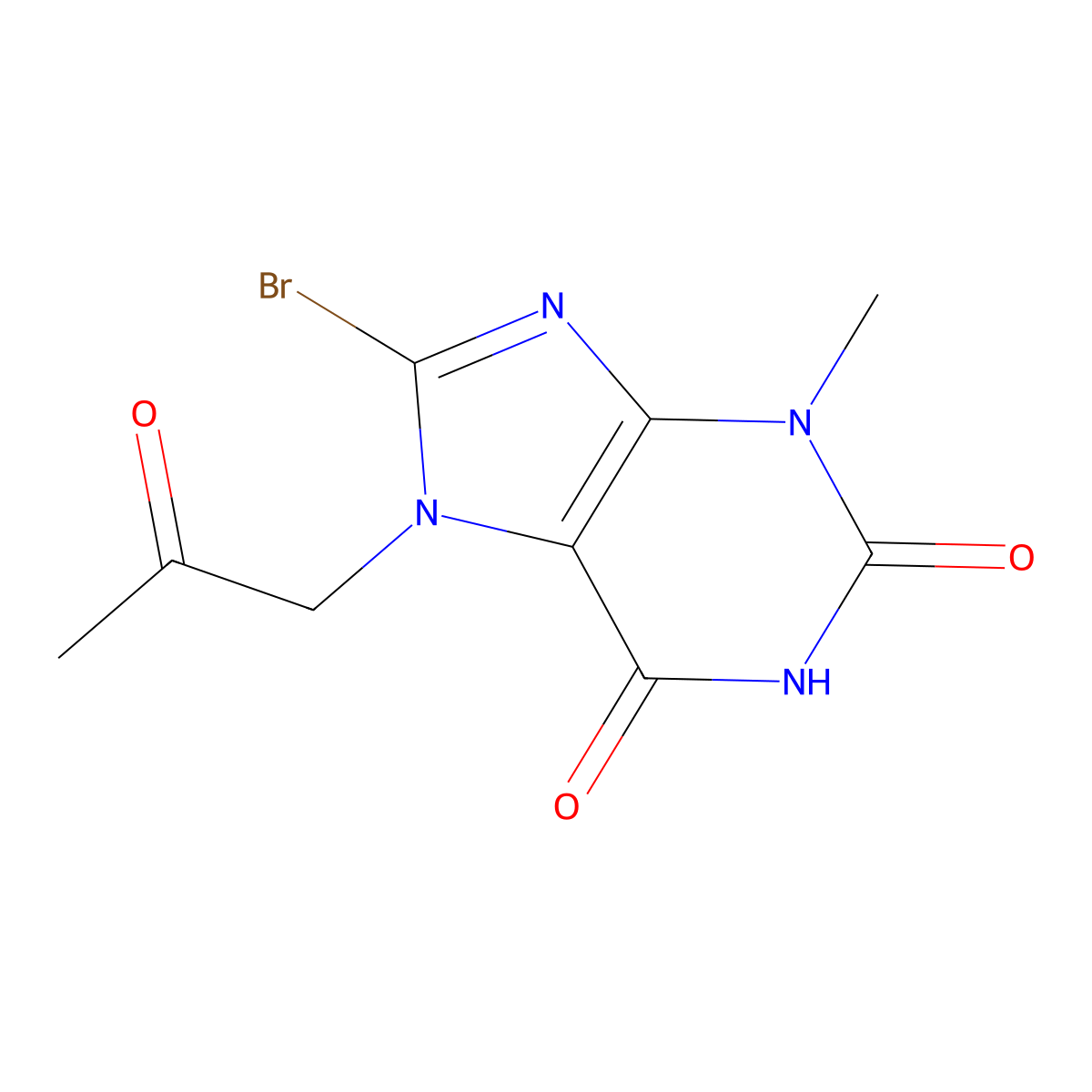 1H-Purine-2,6-dione, 8-bromo-3,7-dihydro-3-methyl-7-(2-oxopropyl)- molecular structure, CAS 101072-01-9