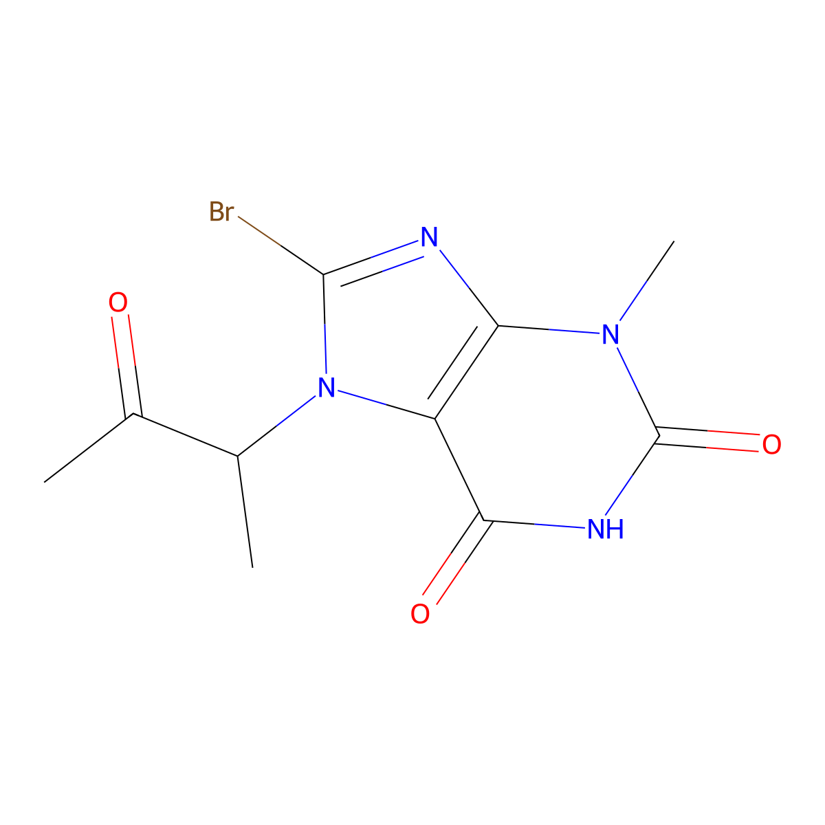 8-bromo-3-methyl-7-(3-oxobutan-2-yl)-1H-purine-2,6(3H,7H)-dione molecular structure, CAS 101072-03-1