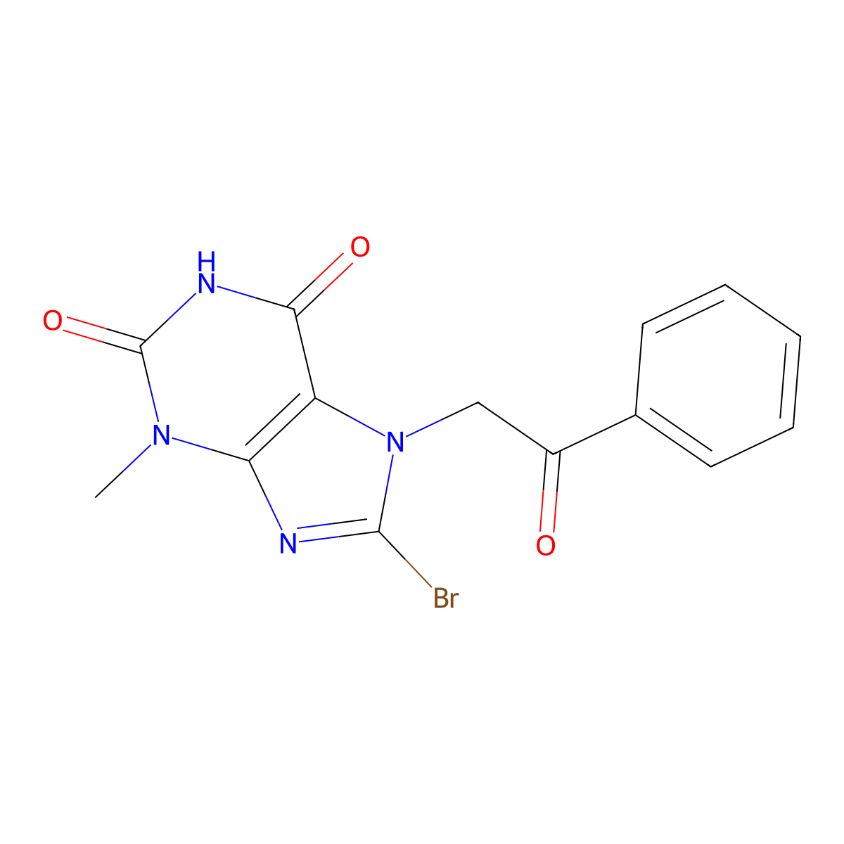 8-bromo-3-methyl-7-(2-oxo-2-phenylethyl)-1H-purine-2,6(3H,7H)-dione molecular structure, CAS 101072-04-2