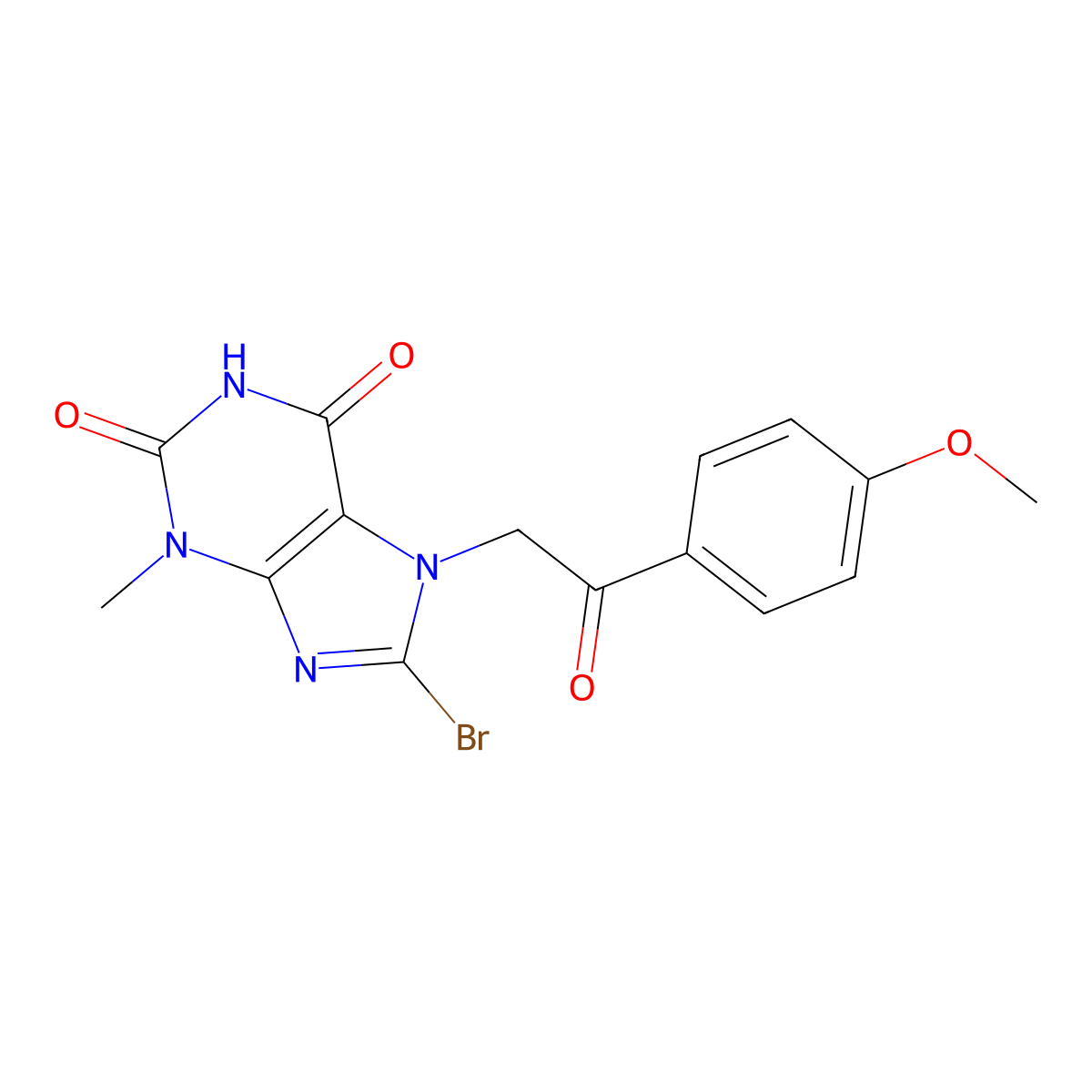 8-Bromo-7-[2-(4-methoxyphenyl)-2-oxoethyl]-3-methylpurine-2,6-dione molecular structure, CAS 101072-08-6