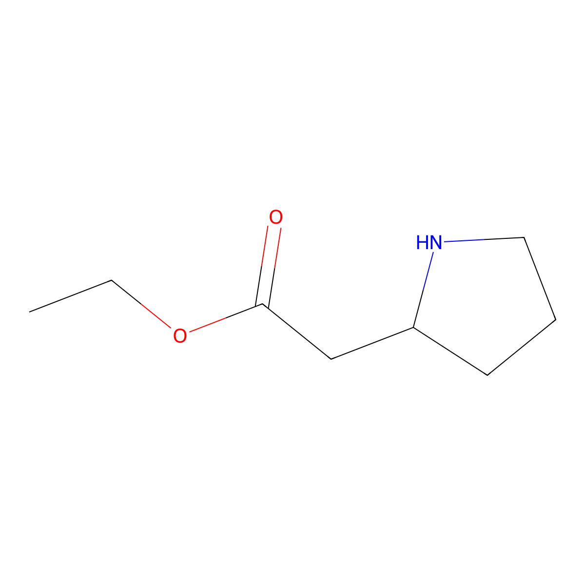ethyl 2-[(2S)-pyrrolidin-2-yl]acetate molecular structure, CAS 101074-72-0
