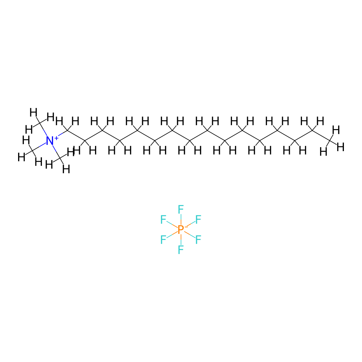 Hexadecyltrimethylammonium Hexafluorophosphate molecular structure, CAS 101079-29-2