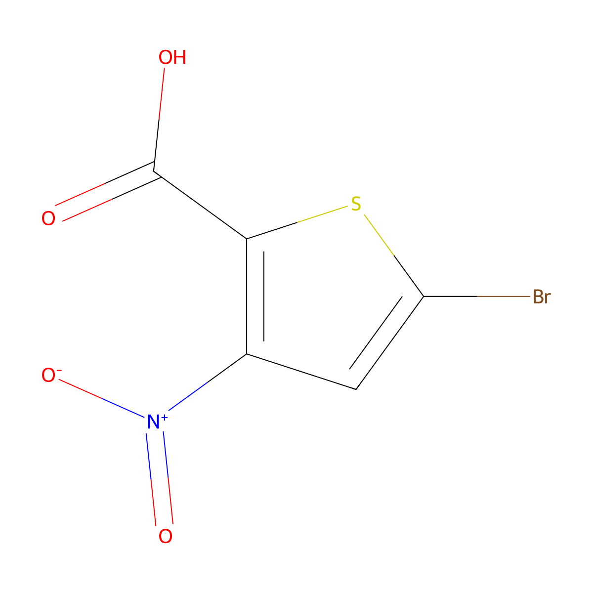 5-Bromo-3-nitrothiophene-2-carboxylic acid molecular structure, CAS 101079-64-5