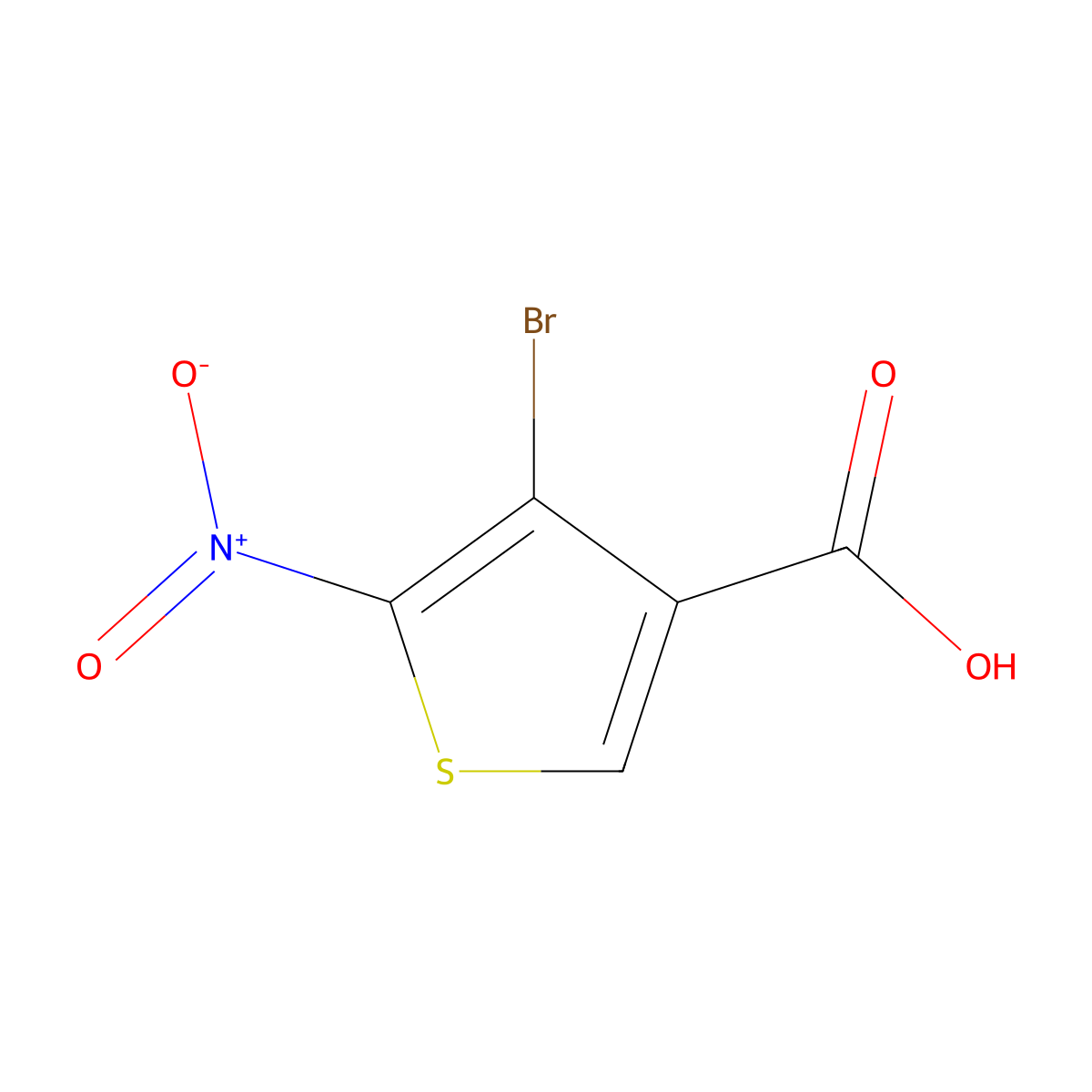 4-Bromo-5-nitro-3-thiophenecarboxylic acid molecular structure, CAS 101079-65-6