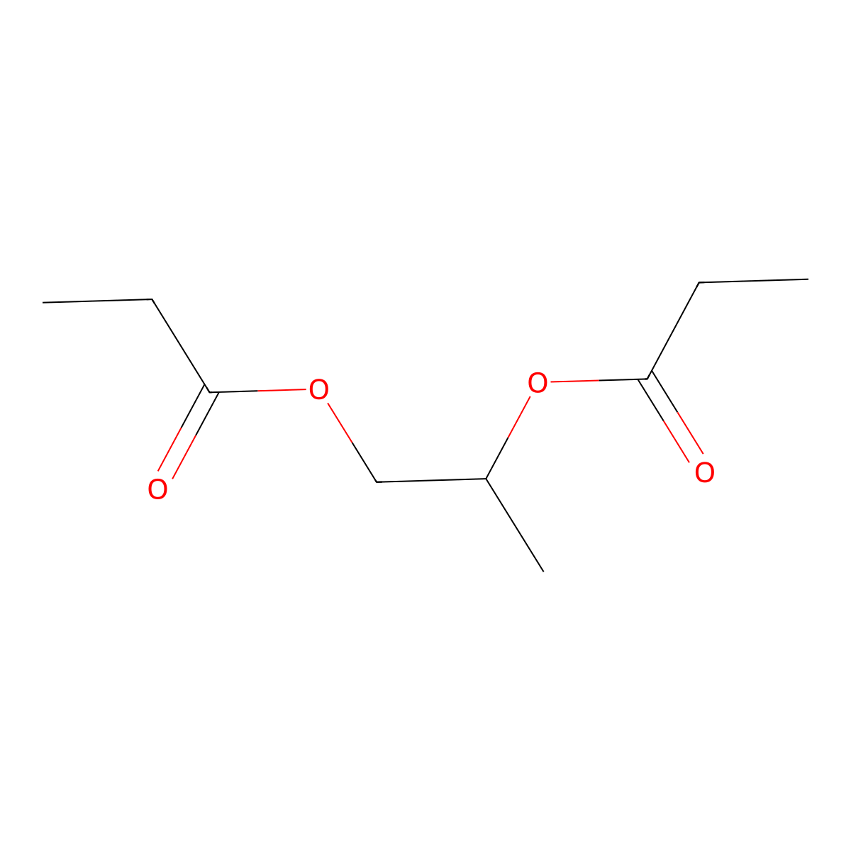Propylene glycol dipropionate molecular structure, CAS 10108-80-2