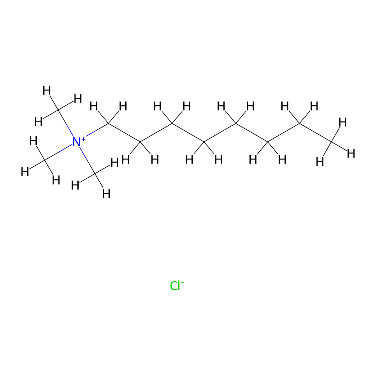 Caprylyltrimethylammonium chloride molecular structure, CAS 10108-86-8