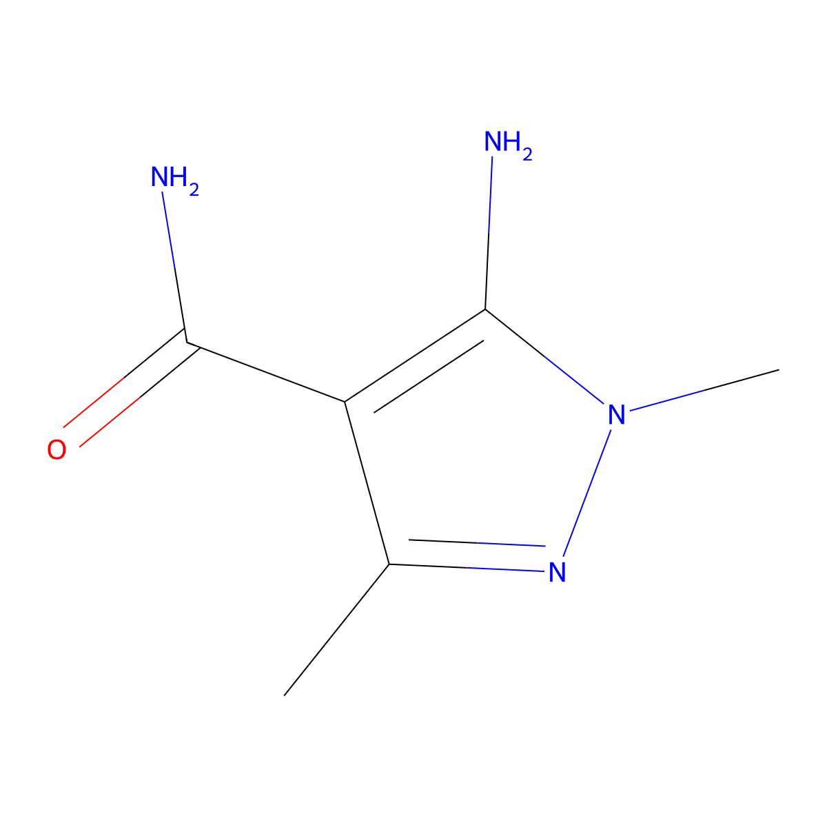 5-amino-1,3-dimethyl-1H-pyrazole-4-carboxamide molecular structure, CAS 101080-17-5