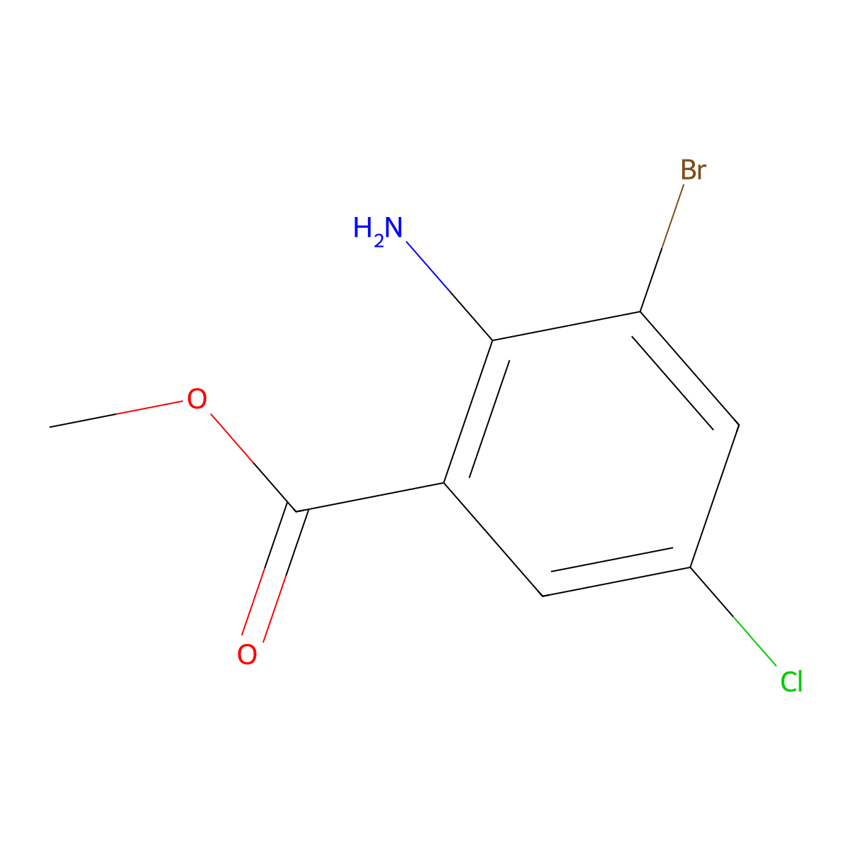 Methyl 2-amino-3-bromo-5-chlorobenzoate molecular structure, CAS 101080-36-8