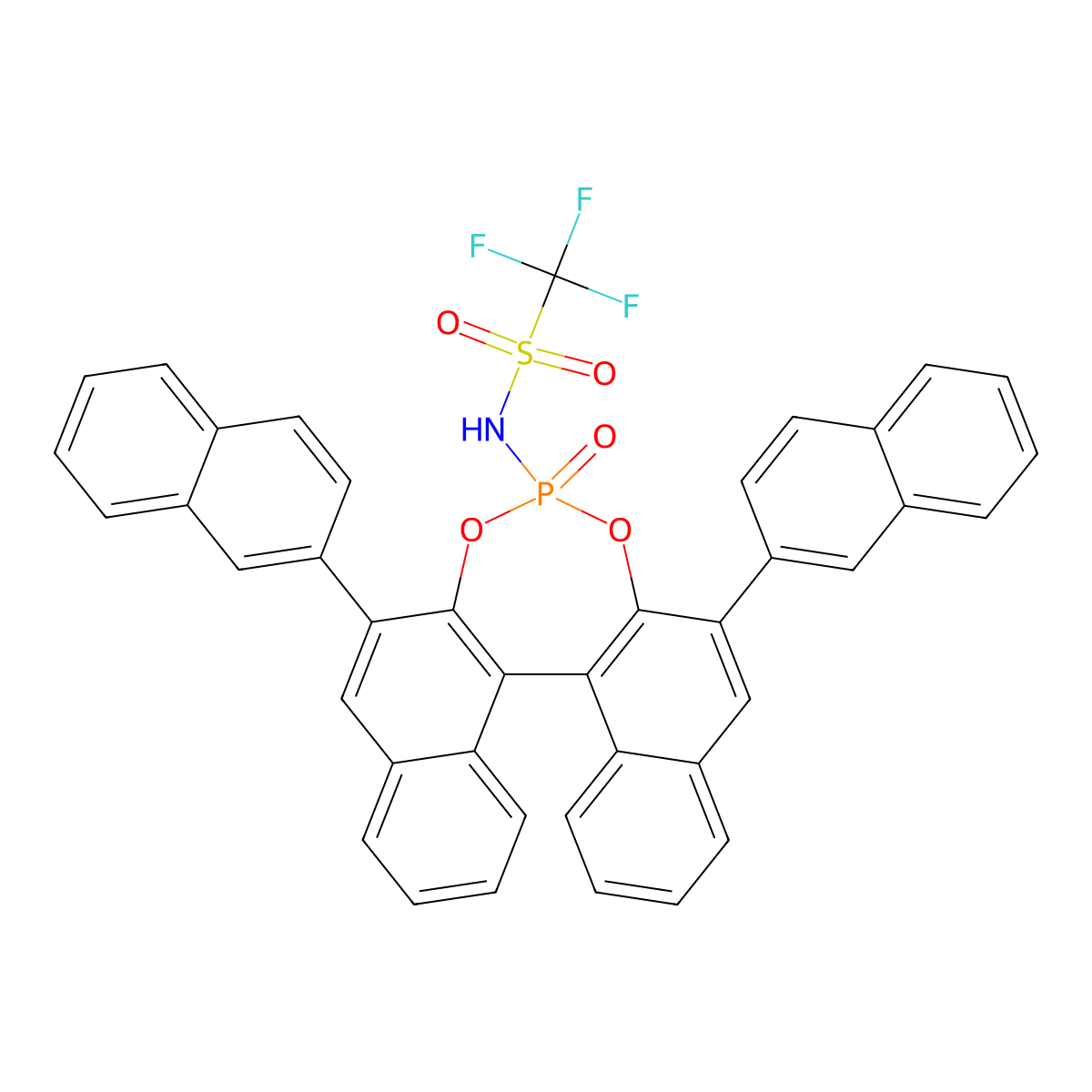 (11BR)-N-(2,6-di(naphthalen-2-yl)-4-oxidodinaphtho[2,1-d:1',2'-f][1,3,2]dioxaphosphepin-4-yl)-1,1,1-trifluoromethanesulfonamide molecular structure, CAS 1010800-01-7