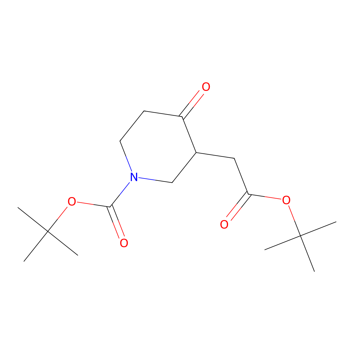 tert-Butyl 3-(2-(tert-butoxy)-2-oxoethyl)-4-oxopiperidine-1-carboxylate molecular structure, CAS 1010814-94-4
