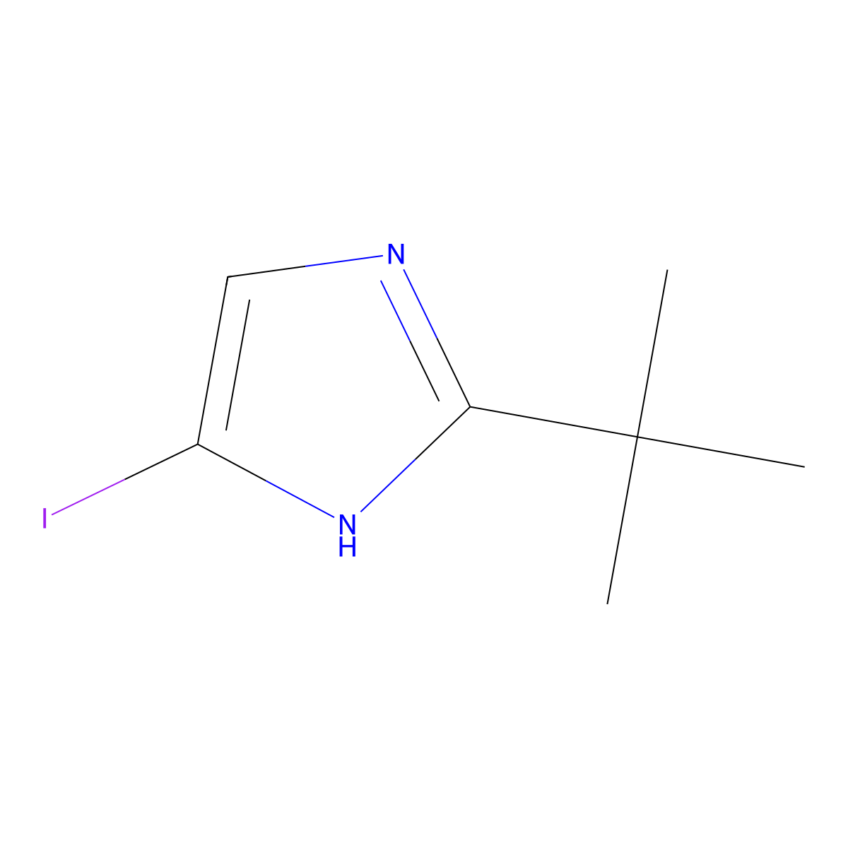 2-tert-butyl-4-iodo-1H-imidazole molecular structure, CAS 1010835-79-6