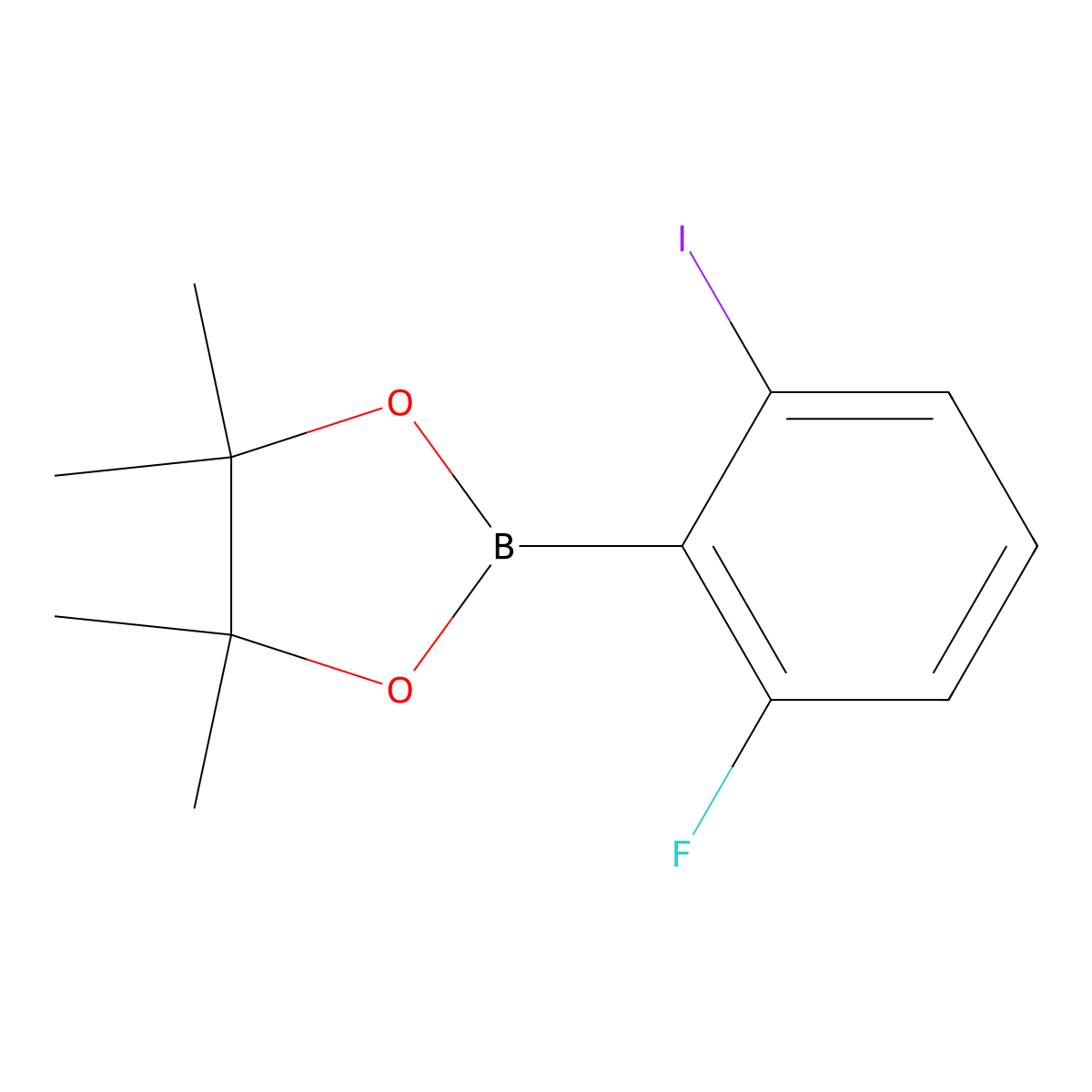 2-Fluoro-6-iodophenylboronic acid pinacol ester molecular structure, CAS 1010839-66-3