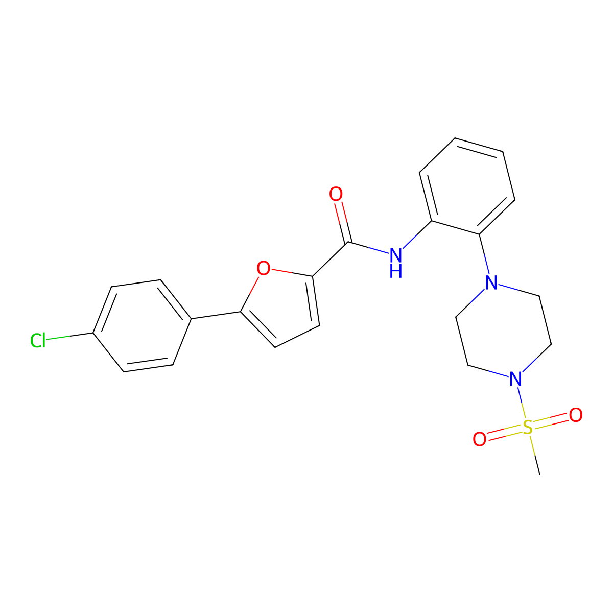 5-(4-chlorophenyl)-N-[2-(4-methylsulfonylpiperazin-1-yl)phenyl]furan-2-carboxamide molecular structure, CAS 1010859-78-5