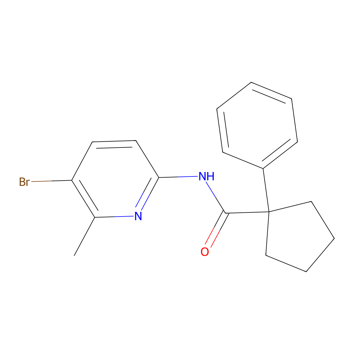 N-(5-bromo-6-methylpyridin-2-yl)-1-phenylcyclopentanecarboxamide molecular structure, CAS 1010859-93-4