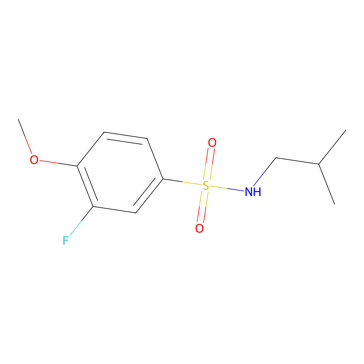 3-fluoro-4-methoxy-N-(2-methylpropyl)benzenesulfonamide molecular structure, CAS 1010860-77-1