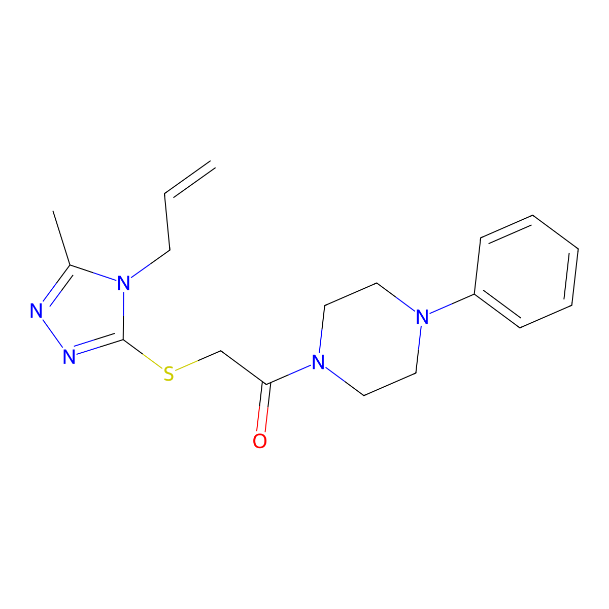 2-{[5-methyl-4-(prop-2-en-1-yl)-4H-1,2,4-triazol-3-yl]sulfanyl}-1-(4-phenylpiperazin-1-yl)ethanone molecular structure, CAS 1010861-00-3