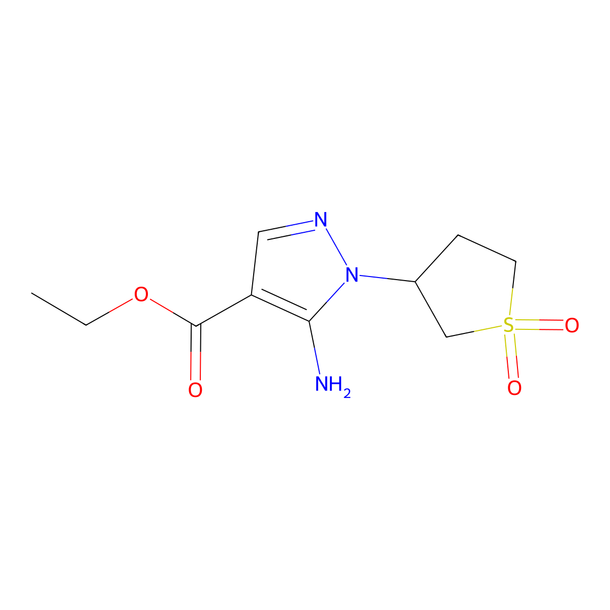 ethyl 5-amino-1-(1,1-dioxo-1lambda6-thiolan-3-yl)-1H-pyrazole-4-carboxylate molecular structure, CAS 1010863-54-3