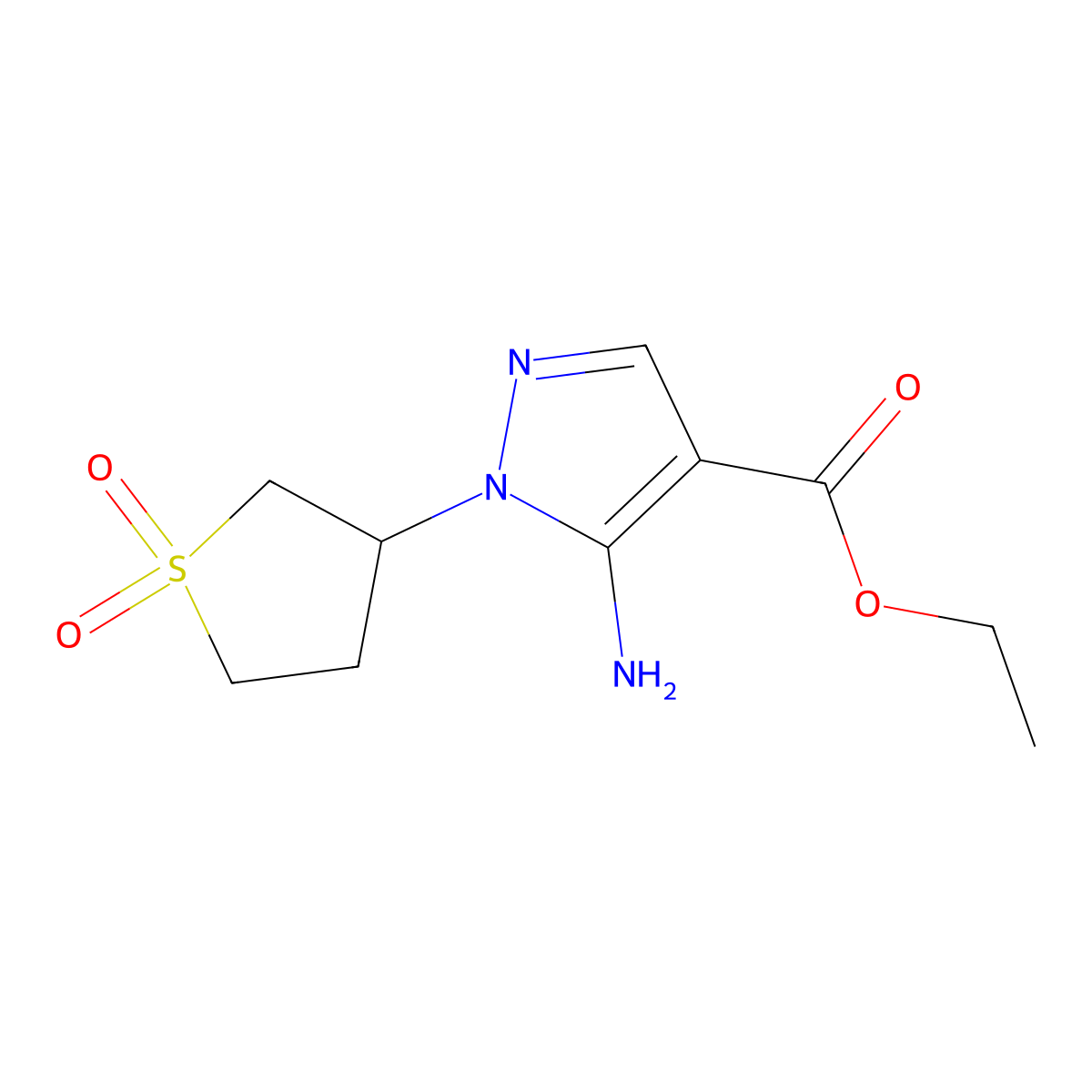 ethyl 5-amino-1-(1,1-dioxo-1lambda6-thiolan-3-yl)-1H-pyrazole-4-carboxylate molecular structure, CAS 1010863-54-3