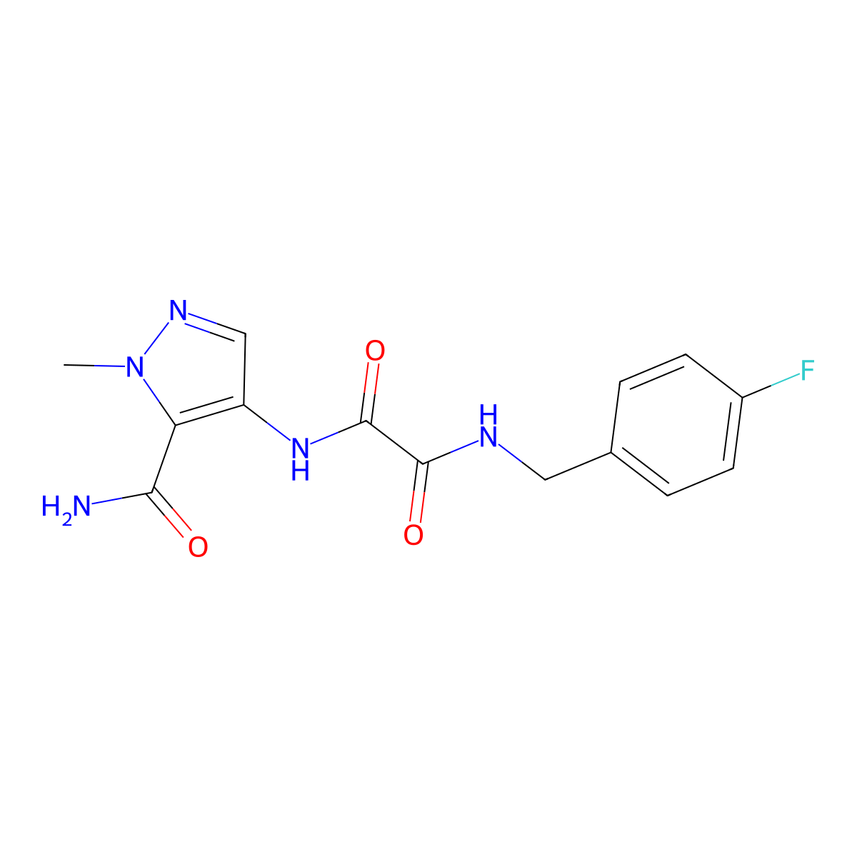 N1-[5-(Aminocarbonyl)-1-methyl-1H-pyrazol-4-yl]-N2-[(4-fluorophenyl)methyl]ethanediamide molecular structure, CAS 1010863-56-5
