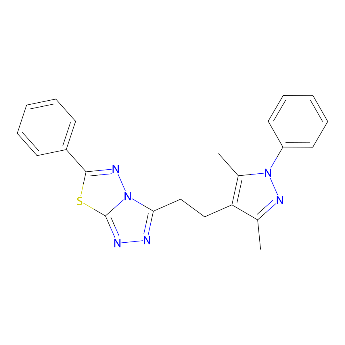 3-[2-(3,5-dimethyl-1-phenyl-1H-pyrazol-4-yl)ethyl]-6-phenyl[1,2,4]triazolo[3,4-b][1,3,4]thiadiazole molecular structure, CAS 1010863-78-1
