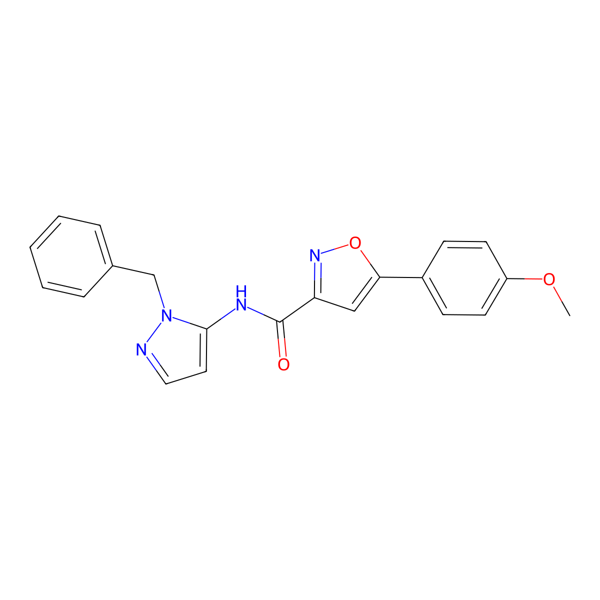 N-(1-benzyl-1H-pyrazol-5-yl)-5-(4-methoxyphenyl)-1,2-oxazole-3-carboxamide molecular structure, CAS 1010864-20-6