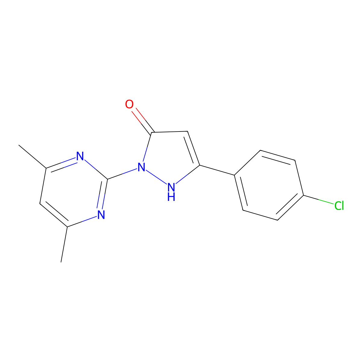 3-(4-chlorophenyl)-1-(4,6-dimethylpyrimidin-2-yl)-1H-pyrazol-5-ol molecular structure, CAS 1010866-05-3