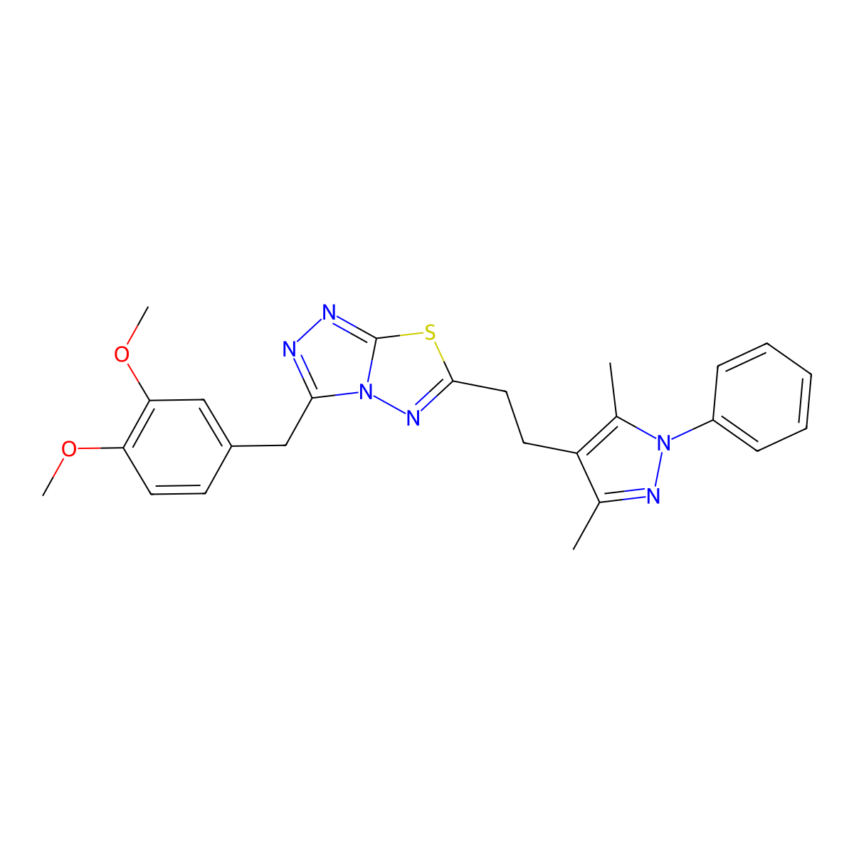 3-(3,4-dimethoxybenzyl)-6-[2-(3,5-dimethyl-1-phenyl-1H-pyrazol-4-yl)ethyl][1,2,4]triazolo[3,4-b][1,3,4]thiadiazole molecular structure, CAS 1010866-42-8