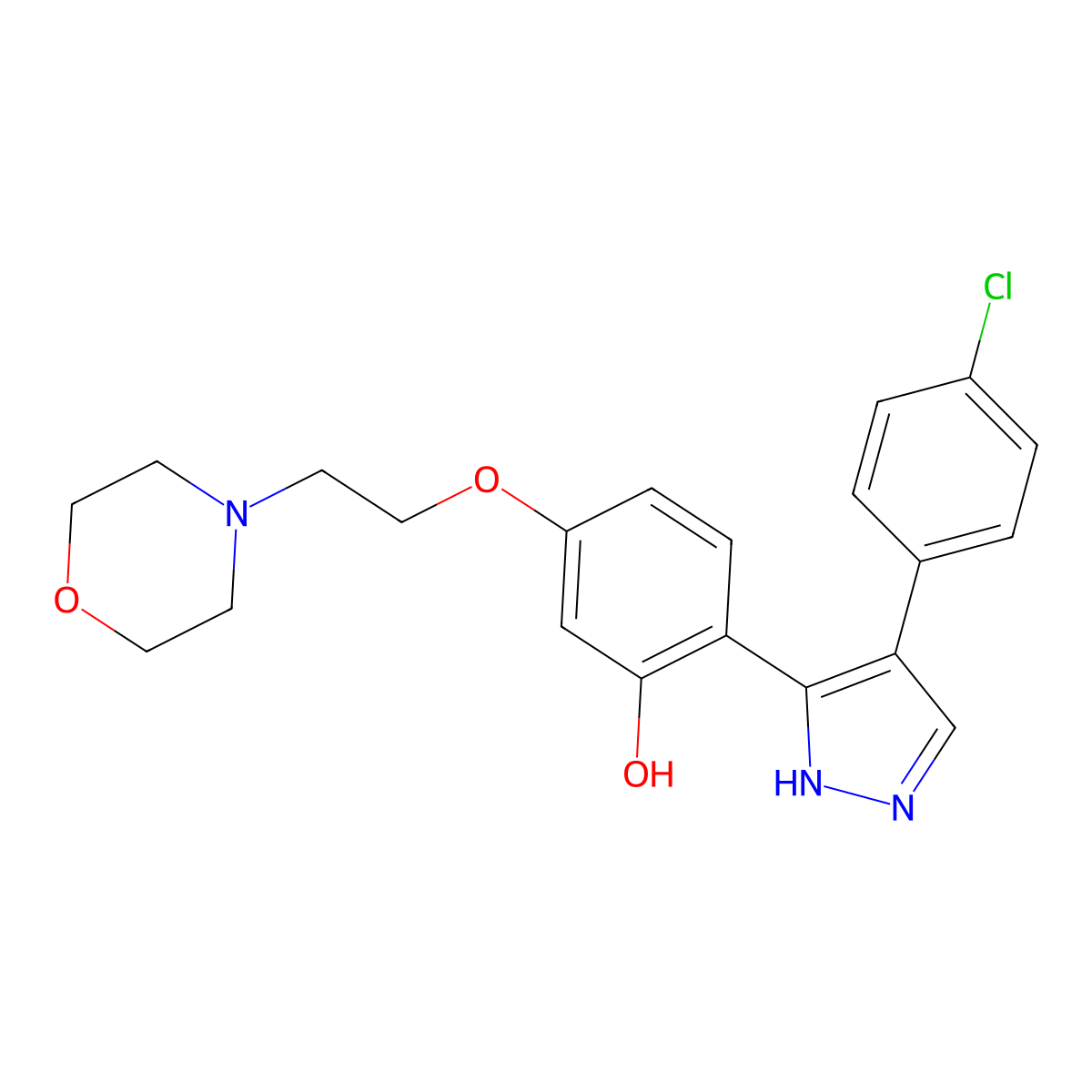 2-(4-(4-chlorophenyl)-1H-pyrazol-3-yl)-5-(2-morpholinoethoxy)phenol molecular structure, CAS 1010867-13-6