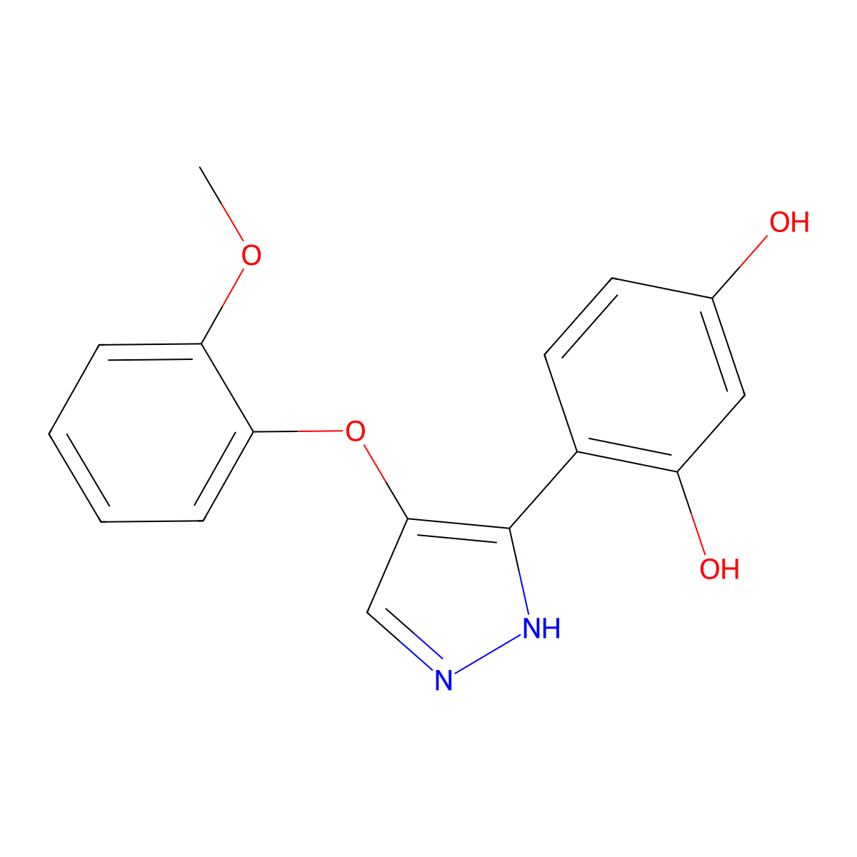 4-(4-(2-methoxyphenoxy)-1H-pyrazol-3-yl)benzene-1,3-diol molecular structure, CAS 1010867-56-7