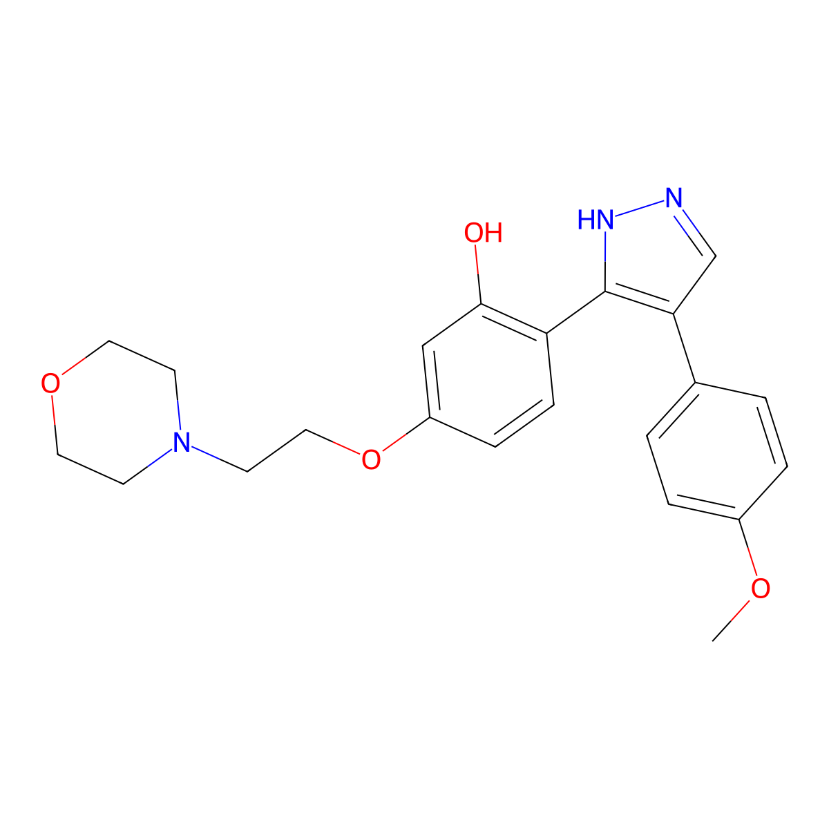 2-(4-(4-methoxyphenyl)-1H-pyrazol-3-yl)-5-(2-morpholinoethoxy)phenol molecular structure, CAS 1010867-62-5