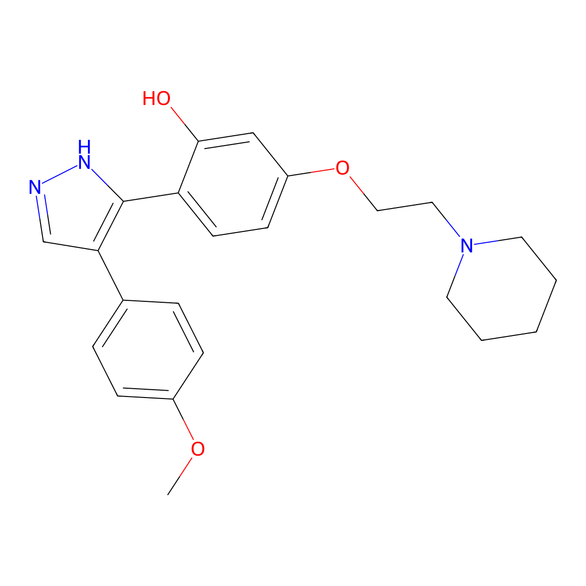 2-(4-(4-methoxyphenyl)-1H-pyrazol-3-yl)-5-(2-(piperidin-1-yl)ethoxy)phenol molecular structure, CAS 1010868-46-8