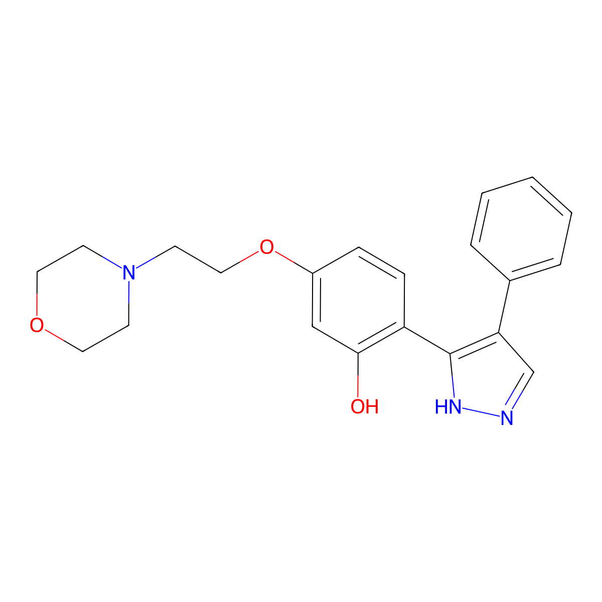 5-(2-morpholinoethoxy)-2-(4-phenyl-1H-pyrazol-3-yl)phenol molecular structure, CAS 1010869-17-6