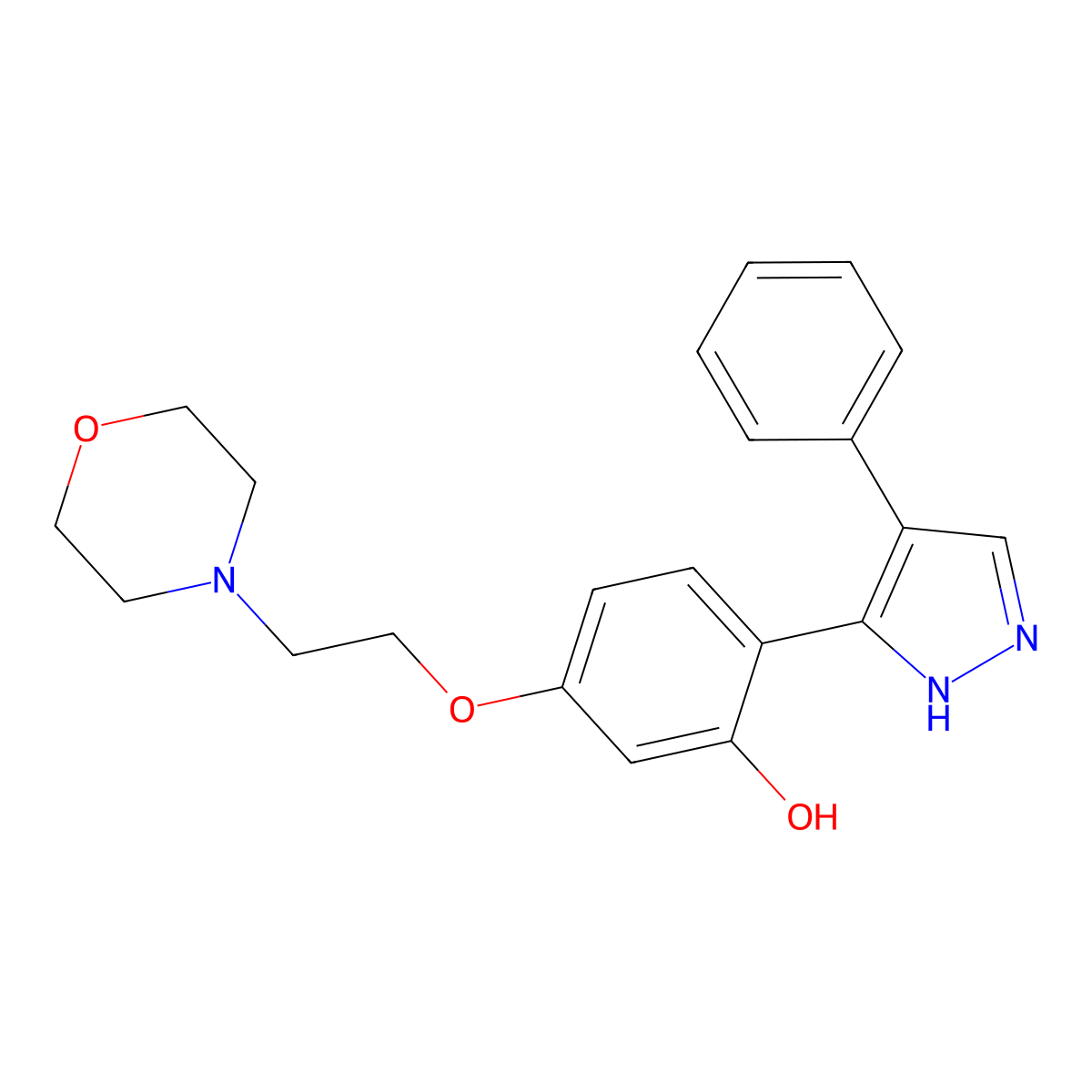 5-(2-morpholinoethoxy)-2-(4-phenyl-1H-pyrazol-3-yl)phenol molecular structure, CAS 1010869-17-6