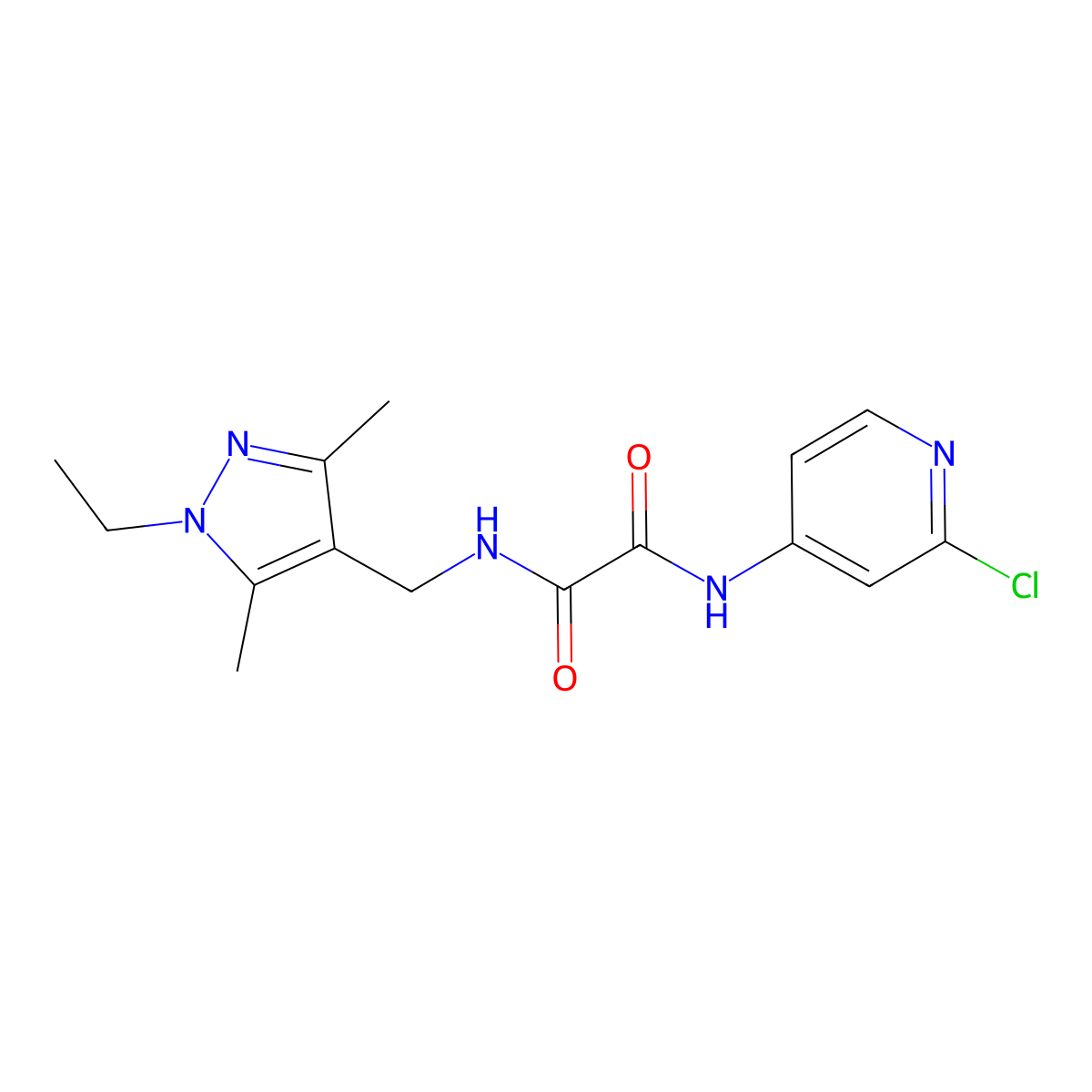 N-(2-chloropyridin-4-yl)-N'-[(1-ethyl-3,5-dimethyl-1H-pyrazol-4-yl)methyl]ethanediamide molecular structure, CAS 1010870-21-9
