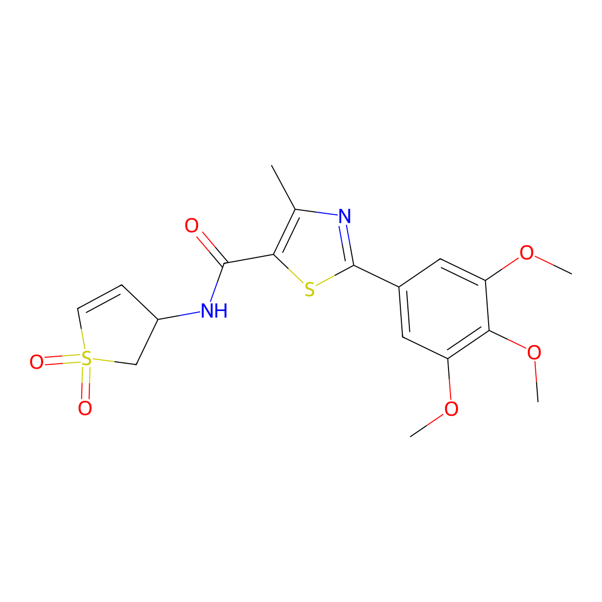 N-(1,1-dioxido-2,3-dihydrothiophen-3-yl)-4-methyl-2-(3,4,5-trimethoxyphenyl)-1,3-thiazole-5-carboxamide molecular structure, CAS 1010870-22-0