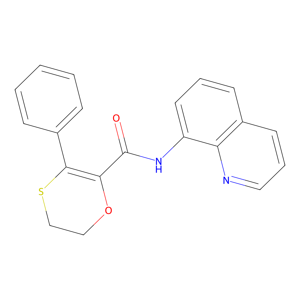 3-phenyl-N-(quinolin-8-yl)-5,6-dihydro-1,4-oxathiine-2-carboxamide molecular structure, CAS 1010870-36-6